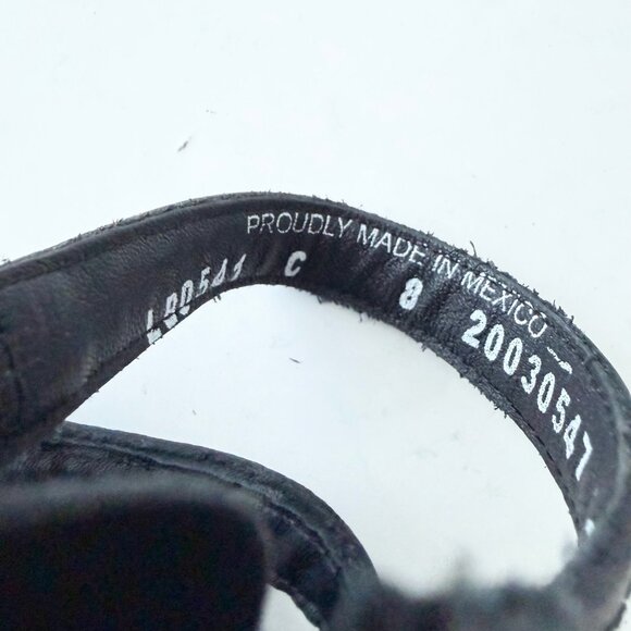 Lane Boots BECCA Womens Black Wedges 8 Western Sandals Cowgirl Wooden Heels - Picture 9 of 10